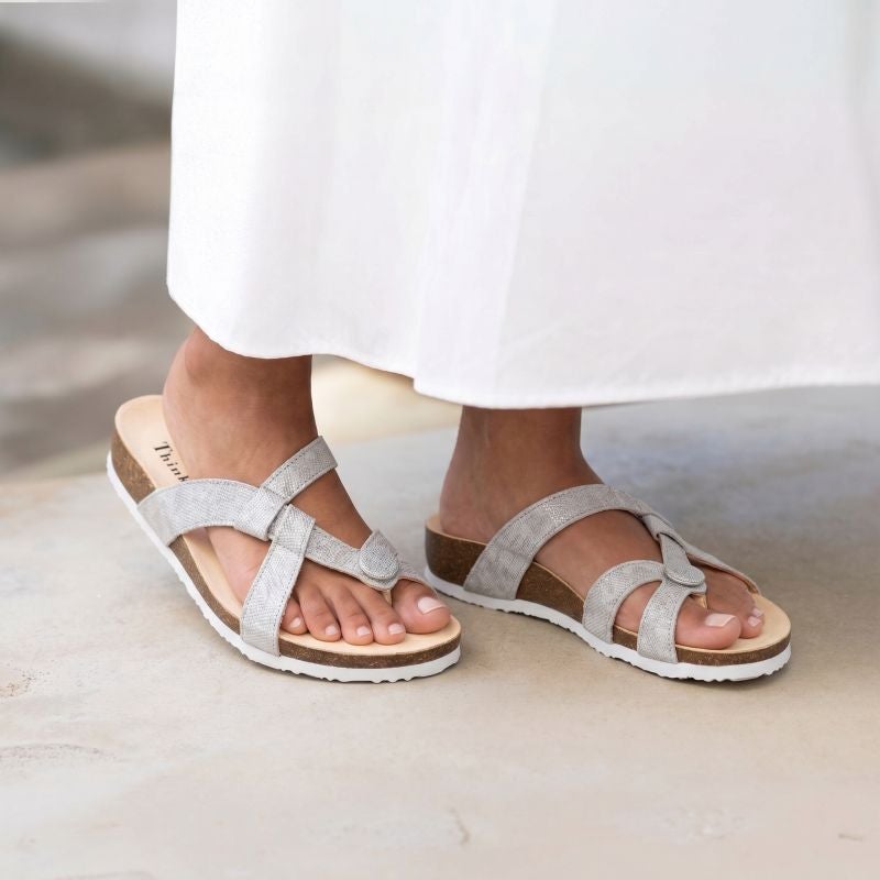 Think JULIA DAMEN Woman Mules - Material: Leather in Metallic
