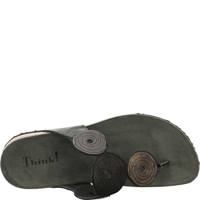 Think! JULIA Damen Pantolette - Material: Leder in Schwarz