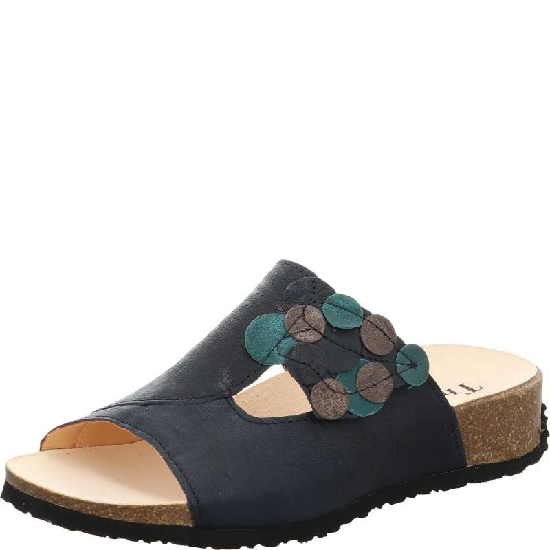 Think! MIZZI Damen Pantolette - Material: Leder in Blau