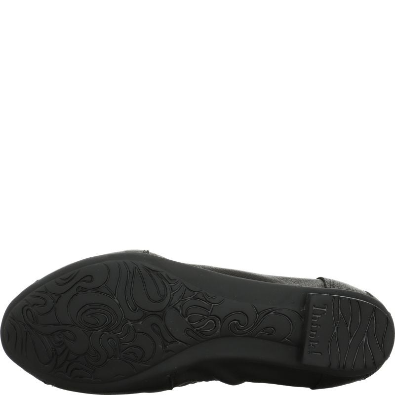 Think! BALLA Damen Ballerina - Material: Leder in Schwarz