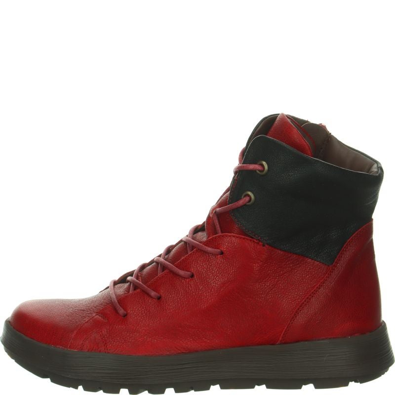Think COMODA Woman Lace-up boot - Material: Leather in Red