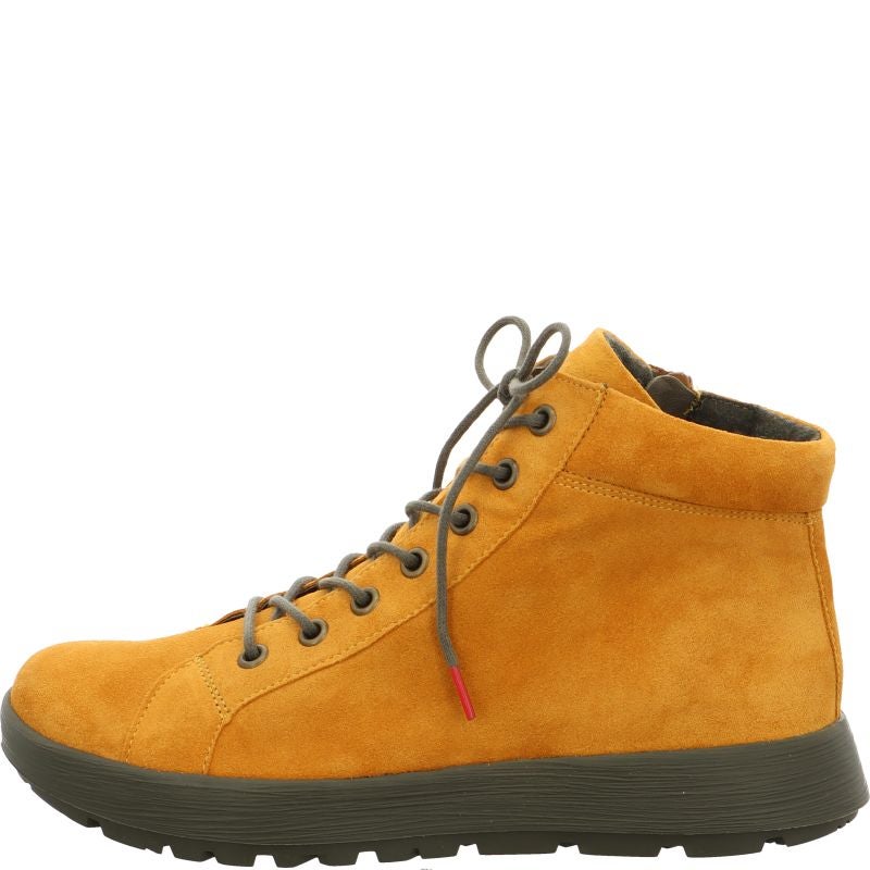 Think COMODA Woman Ankle boot - Material: Leather in Yellow