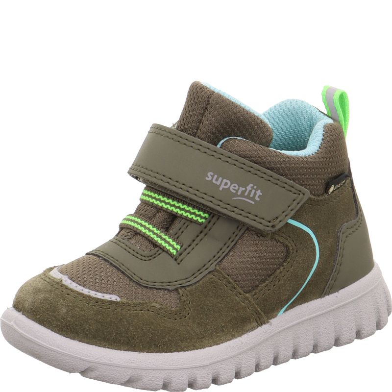 Superfit SPORT7 MINI Unisex | Jungen Sneaker high - Material: Leder/Sonstiges Material/Textil in Grün