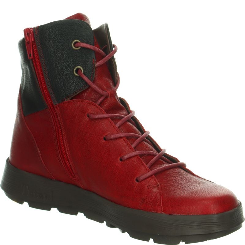 Think COMODA Woman Lace-up boot - Material: Leather in Red