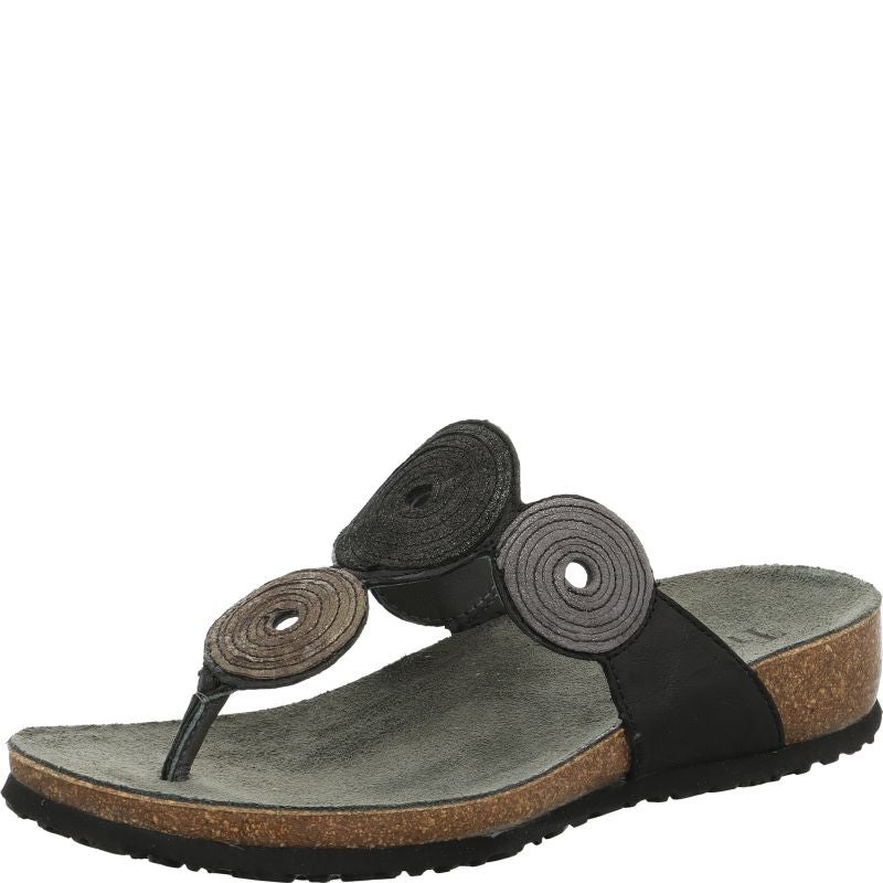 Think! JULIA Damen Pantolette - Material: Leder in Schwarz