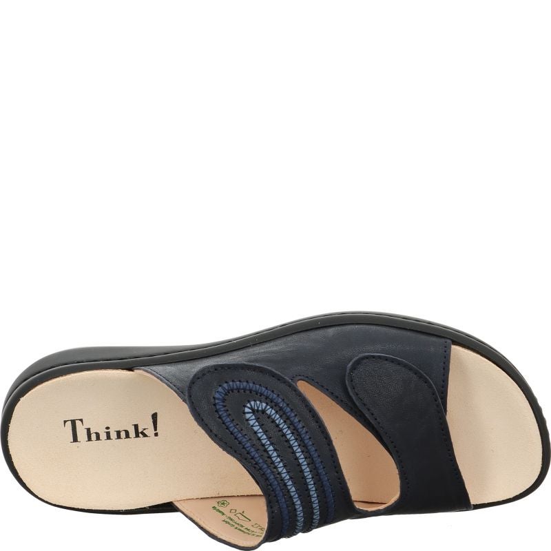 Think! CAMILLA Damen Pantolette - Material: Leder in Blau