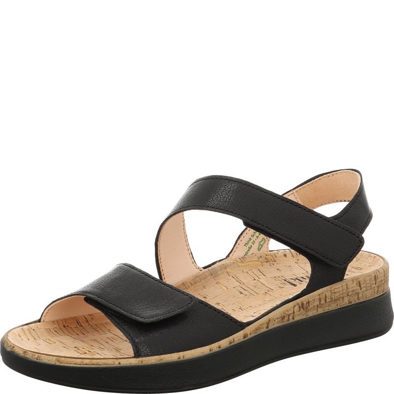 Think MEGGIE Woman Strap sandal - Material: Leather in Black