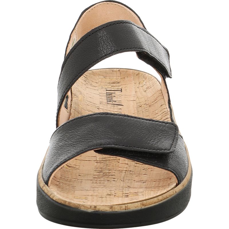 Think MEGGIE Woman Strap sandal - Material: Leather in Black