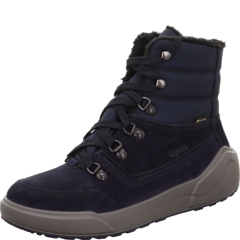legero COSY Damen Schnürboots - Material: Leder/Textil in Blau