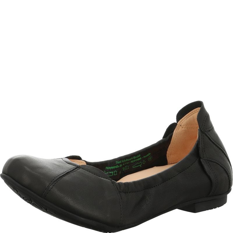 Think! BALLA Damen Ballerina - Material: Leder in Schwarz
