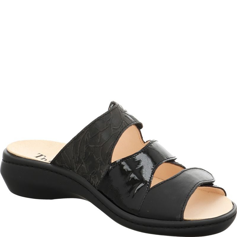 Think! CAMILLA Damen Pantolette - Material: Leder in Schwarz