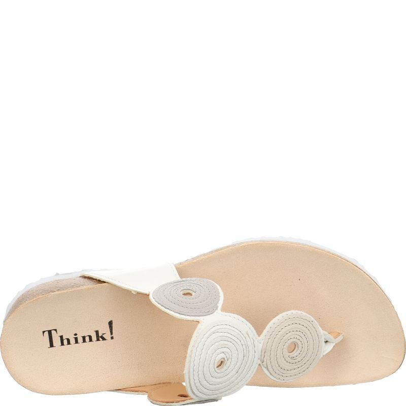 Think! JULIA Damen Pantolette - Material: Leder in Weiß