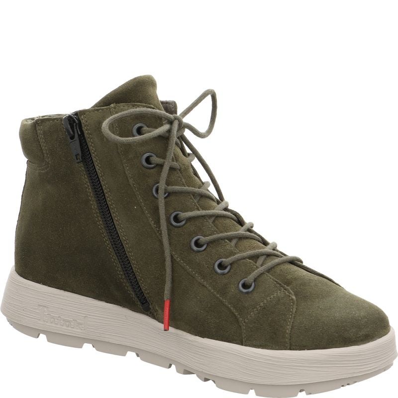 Think COMODA Woman Ankle boot - Material: Leather in Olive