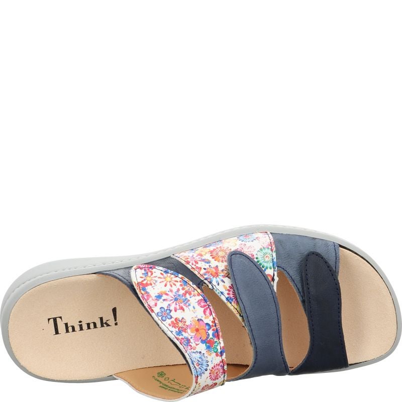 Think! CAMILLA Damen Pantolette - Material: Leder in Blau
