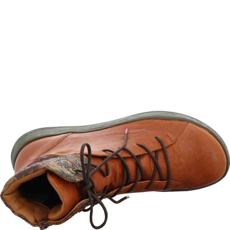 Think COMODA Woman Lace-up boot - Material: Leather in Brown