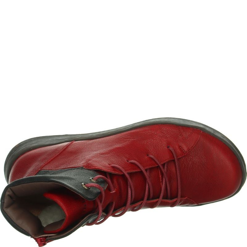 Think COMODA Woman Lace-up boot - Material: Leather in Red