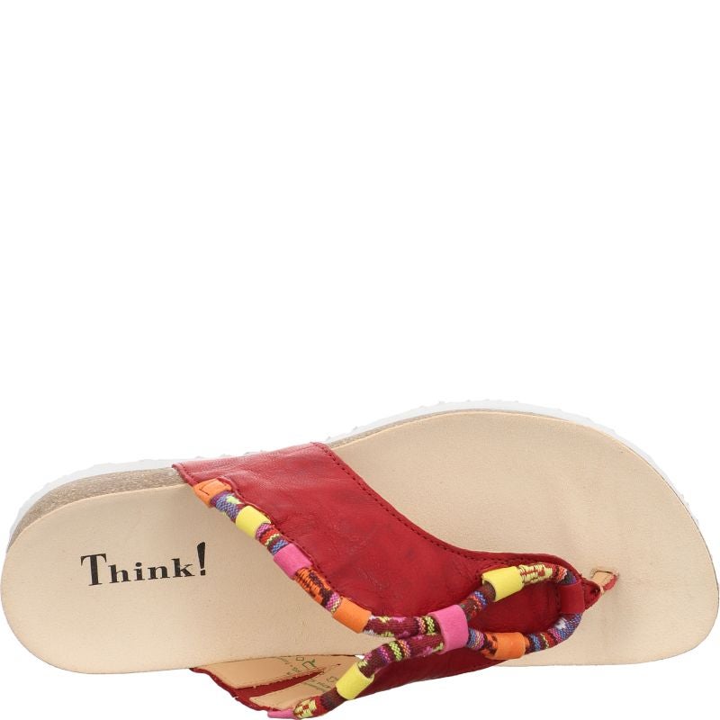 Think! JULIA Damen Pantolette - Material: Leder in Rot
