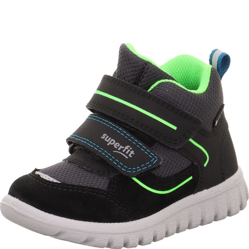 Superfit SPORT7 MINI Unisex | Boys Sneakers high - Material: Leder/Sonstiges Material/Texti in Black