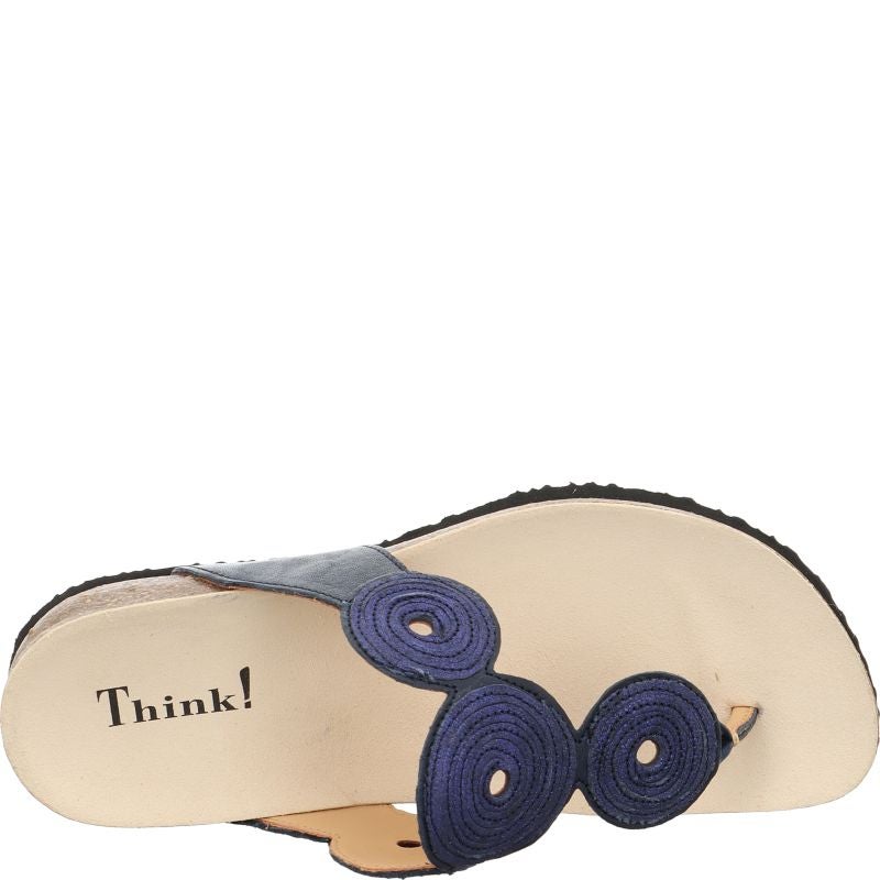 Think! JULIA Damen Pantolette - Material: Leder in Blau