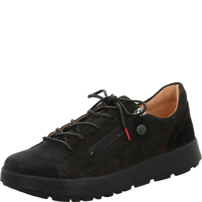 Think! COMODA Damen Schnürschuh - Material: Leder in Schwarz