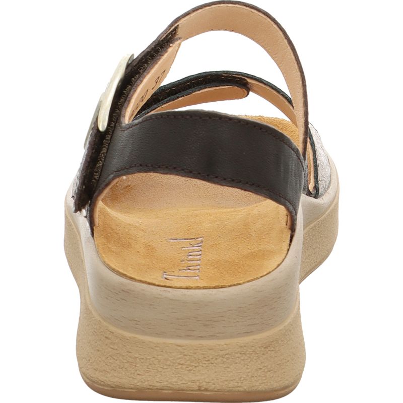 Think MEGGIE Woman Strap sandal - Material: Leather in Metallic