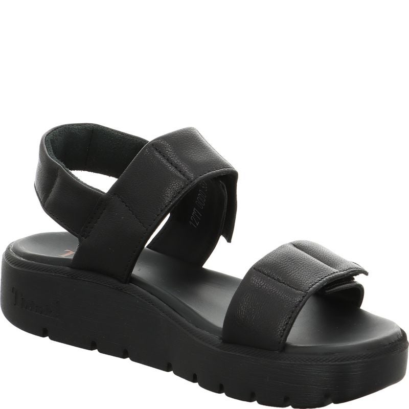 Think SING LIGHT Plateau sandal - Material: Leather in Black