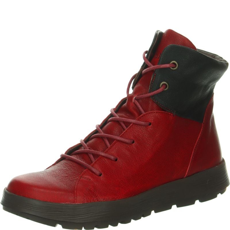 Think COMODA Woman Lace-up boot - Material: Leather in Red