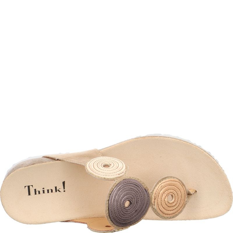 Think! JULIA Damen Pantolette - Material: Leder in Beige