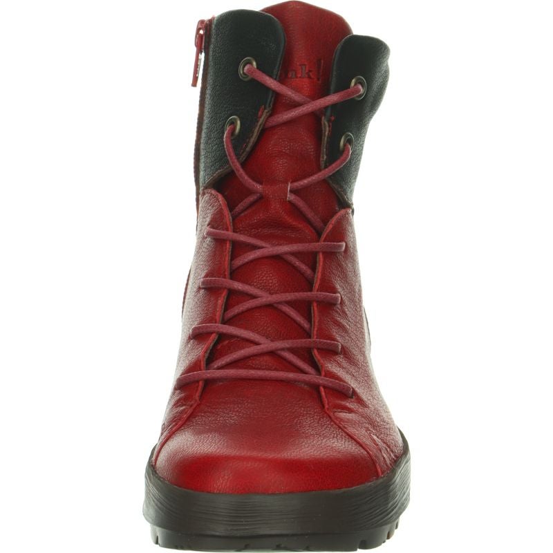 Think COMODA Woman Lace-up boot - Material: Leather in Red