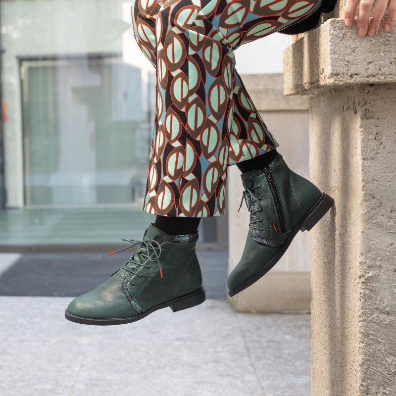 Think NINA Woman Ankle boot - Material: Leather in Green
