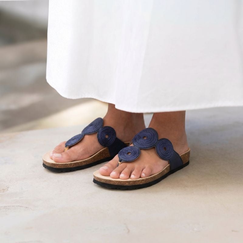 Think! JULIA Damen Pantolette - Material: Leder in Blau