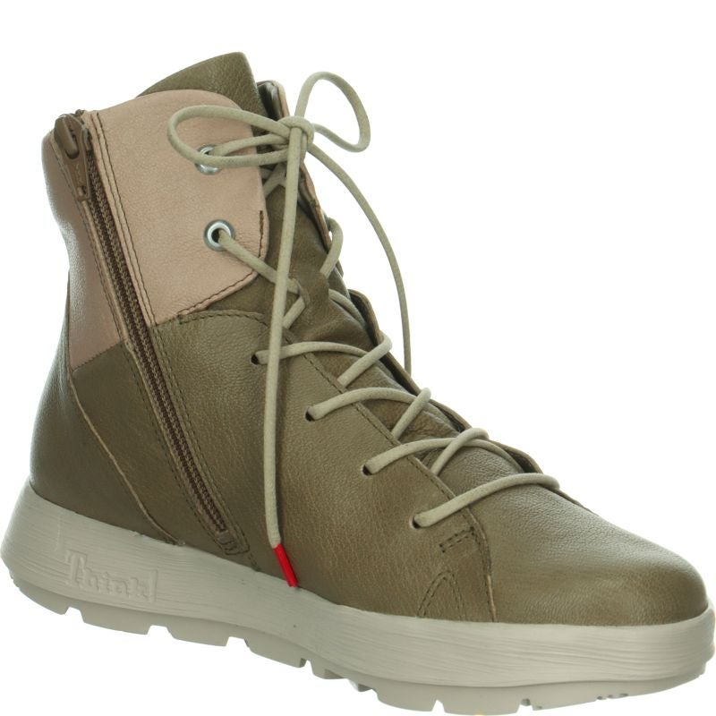 Think COMODA Woman Lace-up boot - Material: Leather in Grey