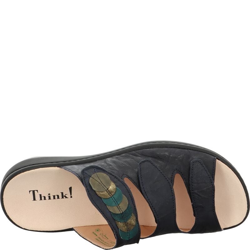 Think! CAMILLA Damen Pantolette - Material: Leder in Blau