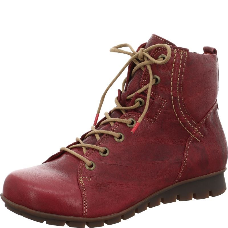 Think MENSCHA Woman Lace-up boot - Material: Leather in Red
