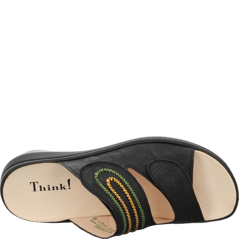 Think! CAMILLA Damen Pantolette - Material: Leder in Schwarz